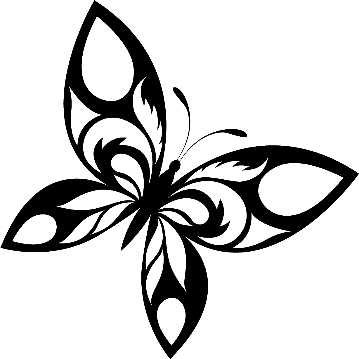 Tattoo Butterfly Png Image - Butterfly Black And White (1521x1448)