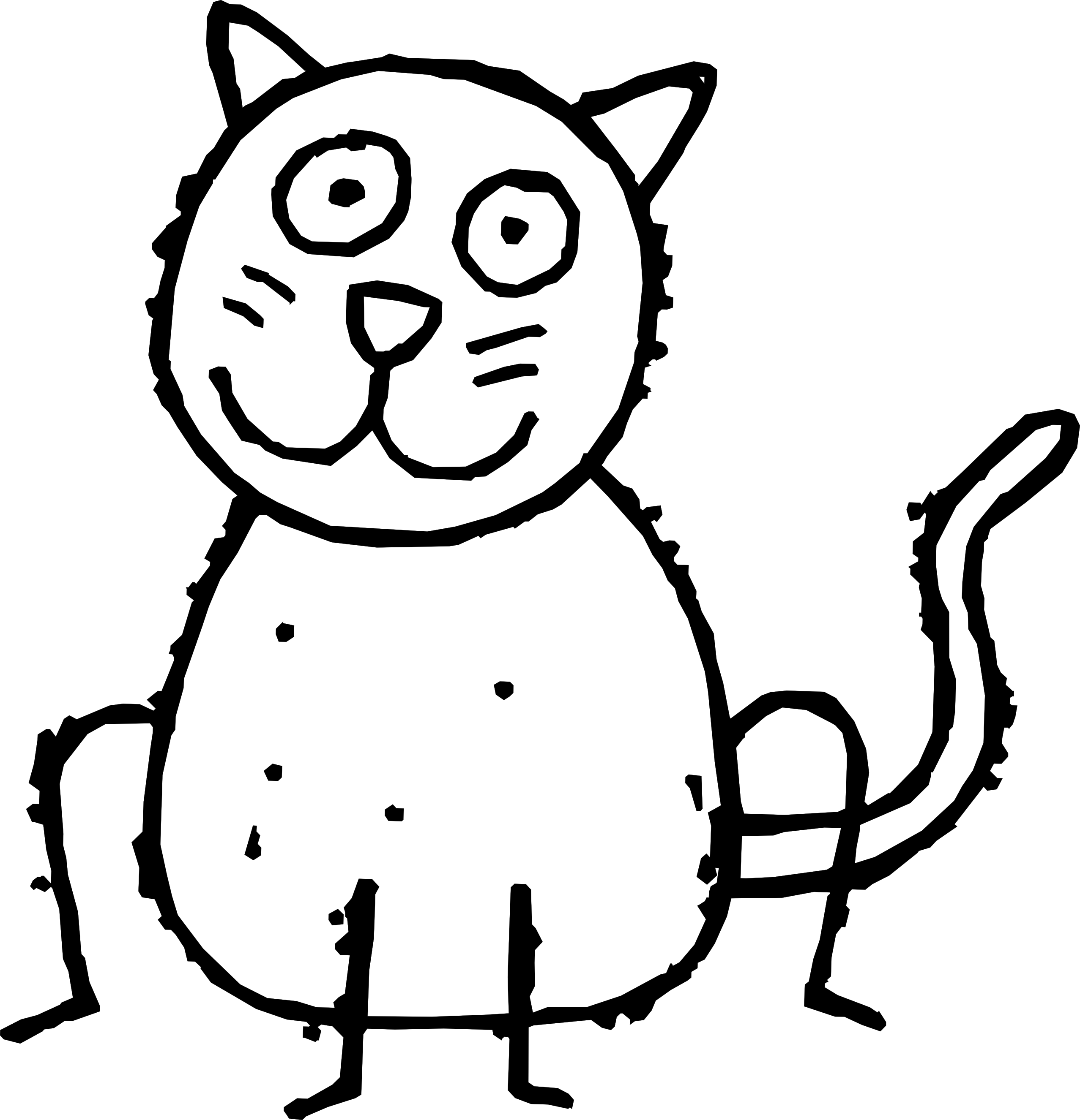 Black And White Cat Cartoon - Humour (2555x2652)