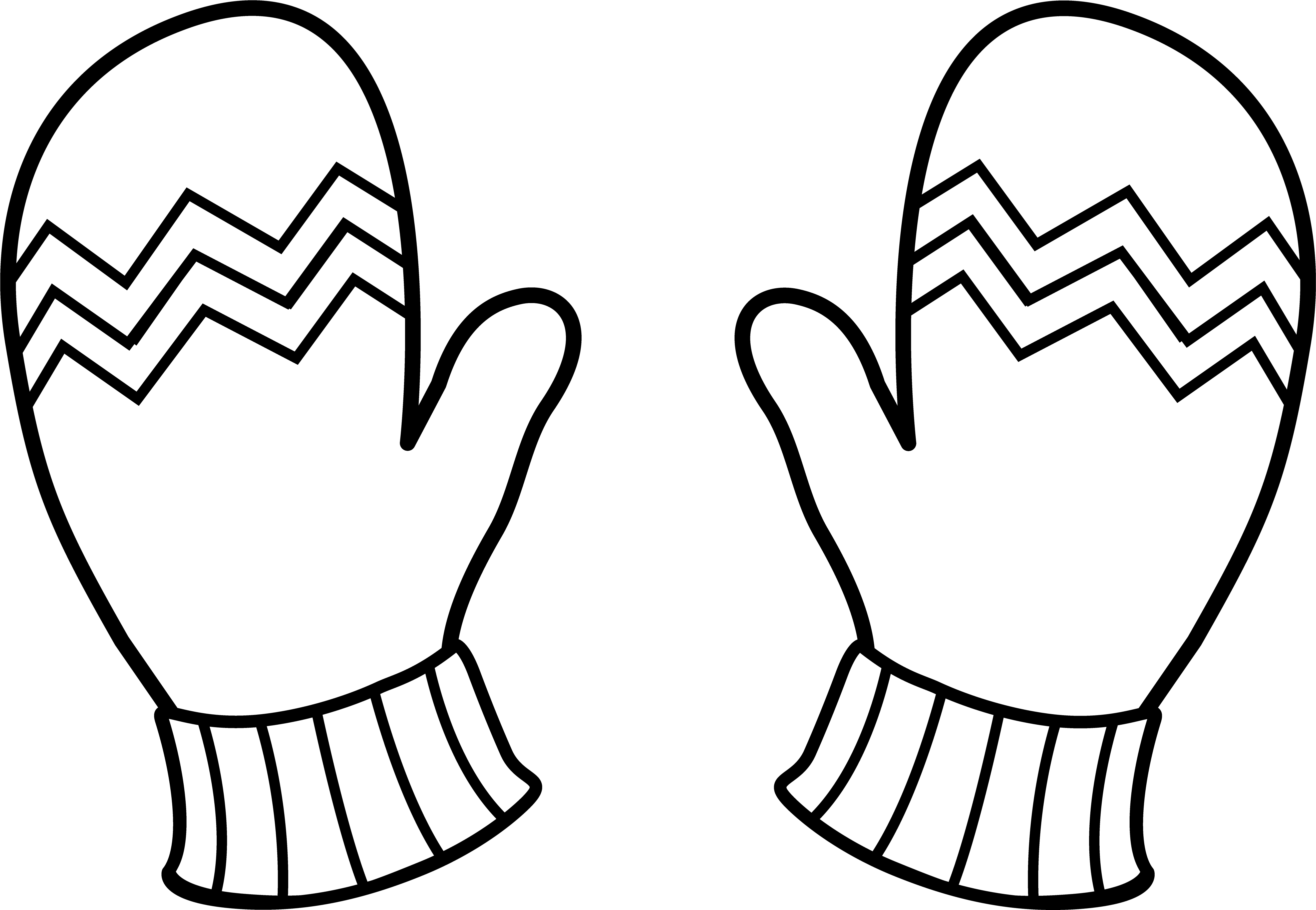 Mitten Clip Art - Gloves Coloring Pages (5527x3696)