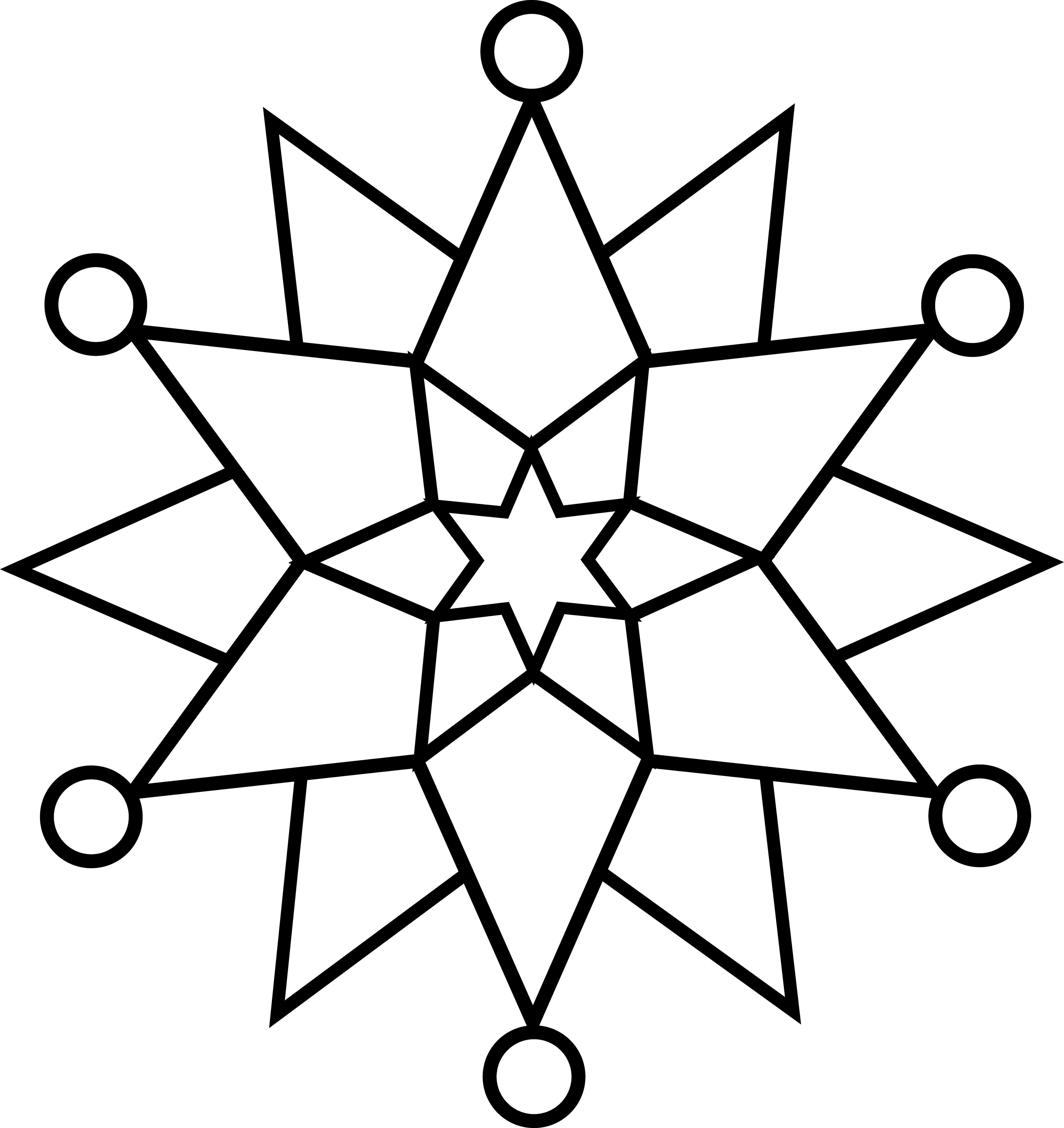 Simple Black And White Snowflake Clipart - Christmas Decorations In Black And White (4472x4742)