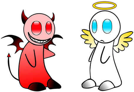 Angel Devil Gut Evil Sky Contrary Hell Dif - Angel And Devil - Tote Bags (479x340)