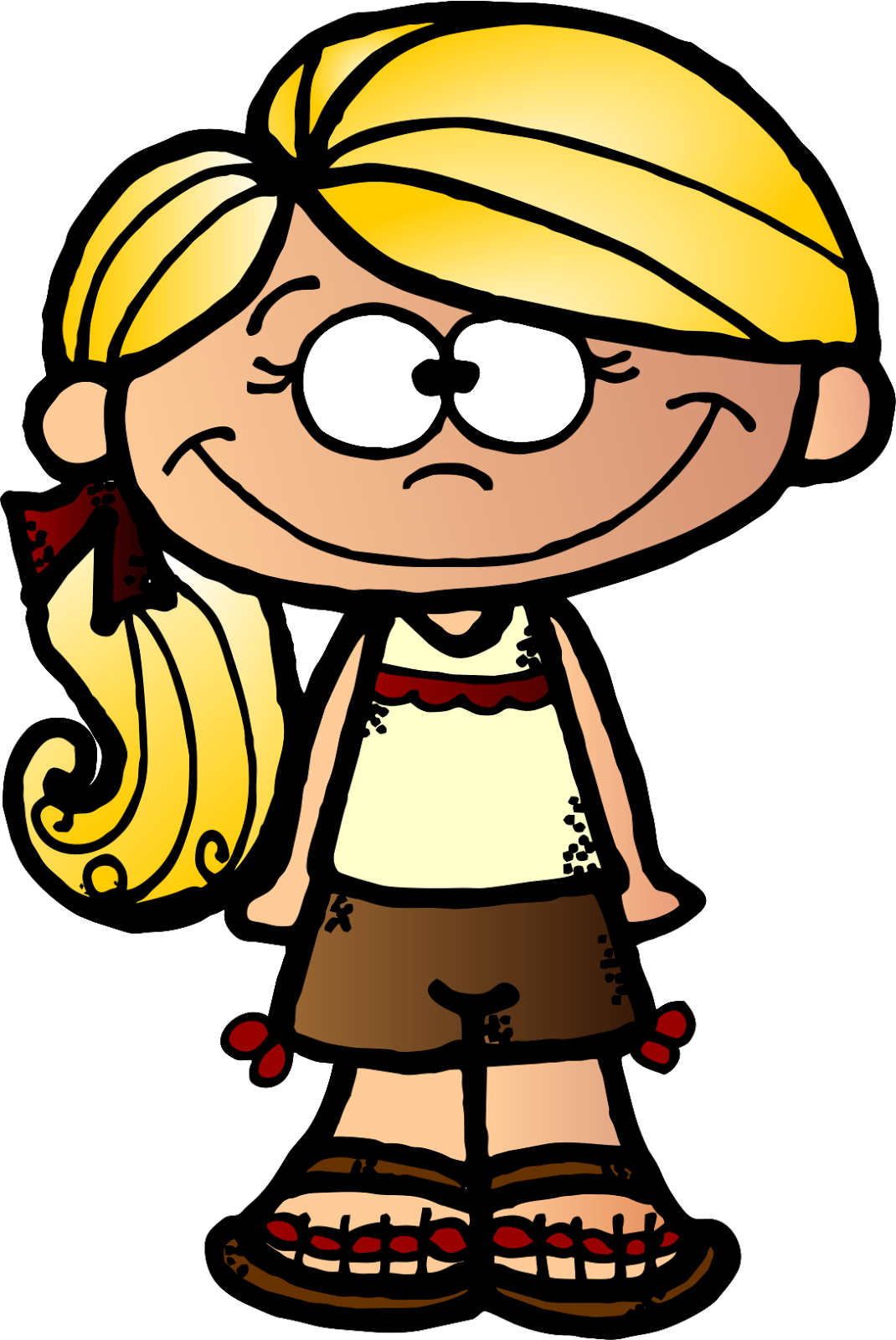 Cute Girl Clipart Freebie - Girl Black White Clipart (1070x1600)