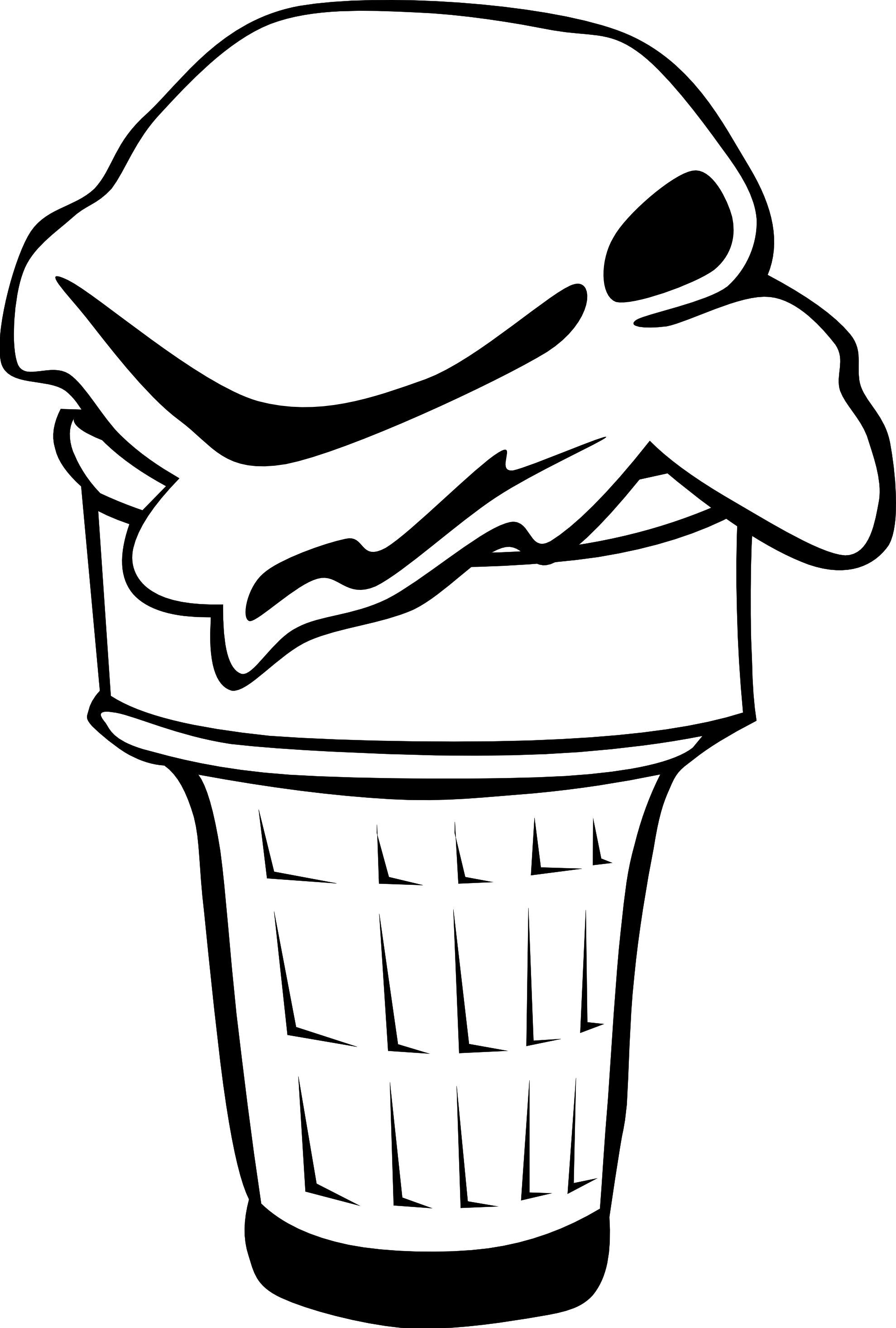 Black And White Ice Cream Cone Clipart - Ice Cream Cone Clip Art (1979x2931)