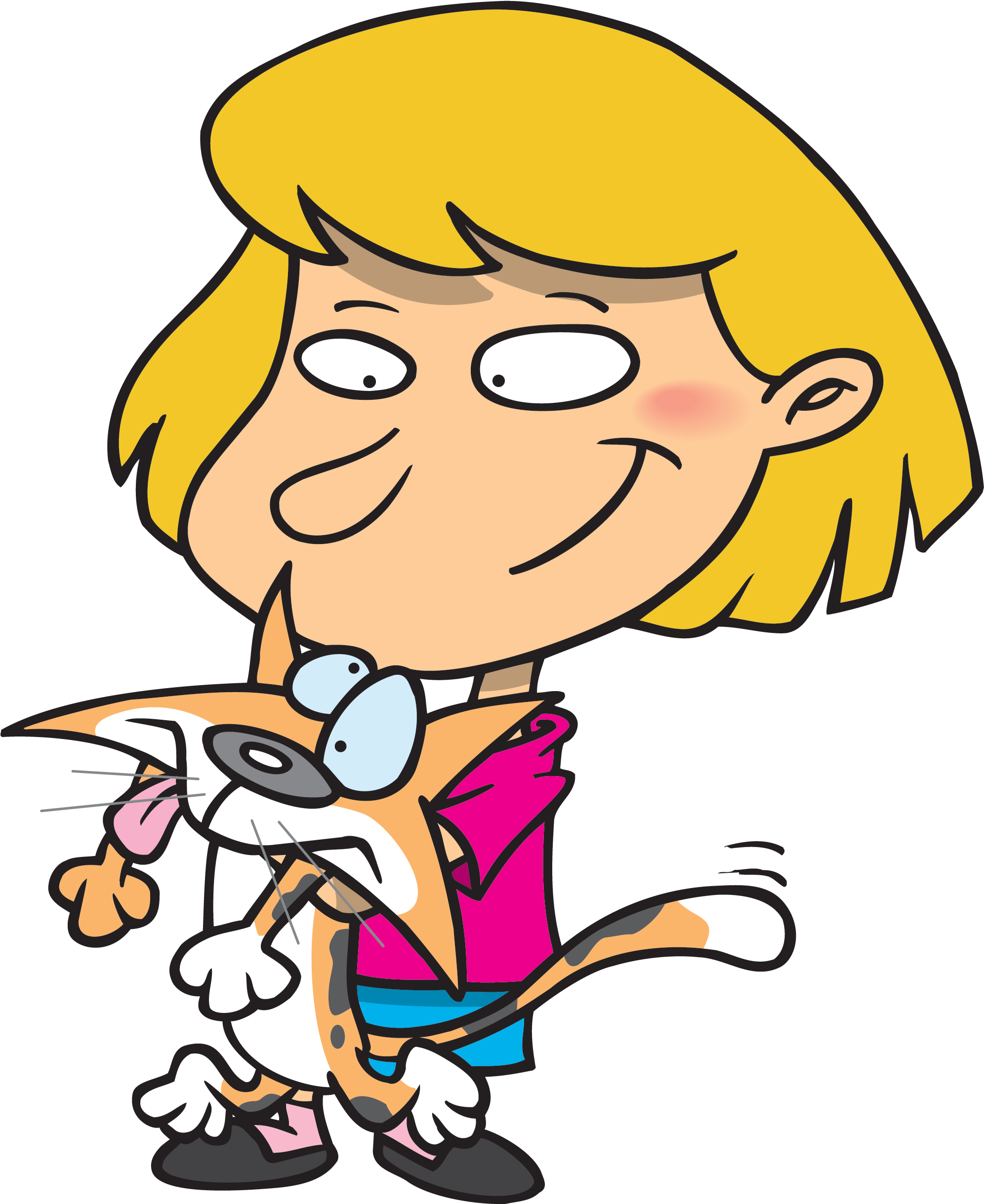 Cat Kitten Royalty-free Clip Art - Girl With A Cat Cartoon (2000x2444)