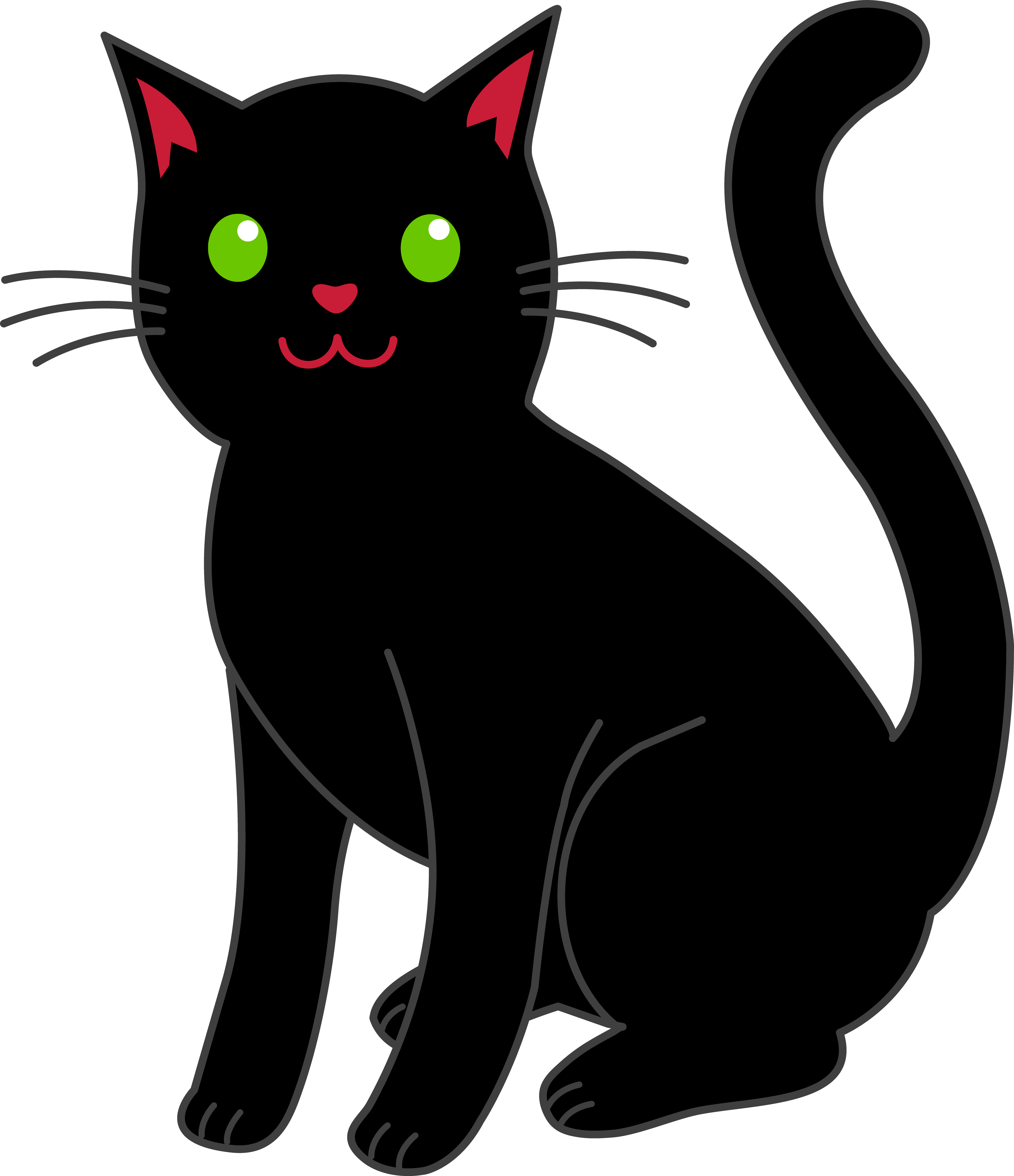 Simple Black Halloween Cat - Clip Art Black Cat (5476x6349)