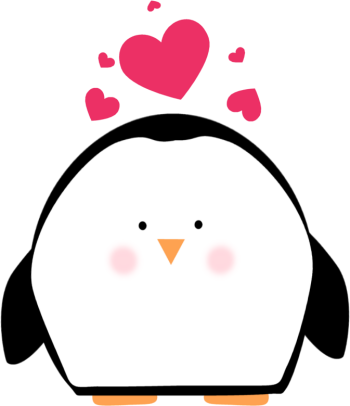 Penguin Clip Art - Cute Valentine Hearts (350x406)