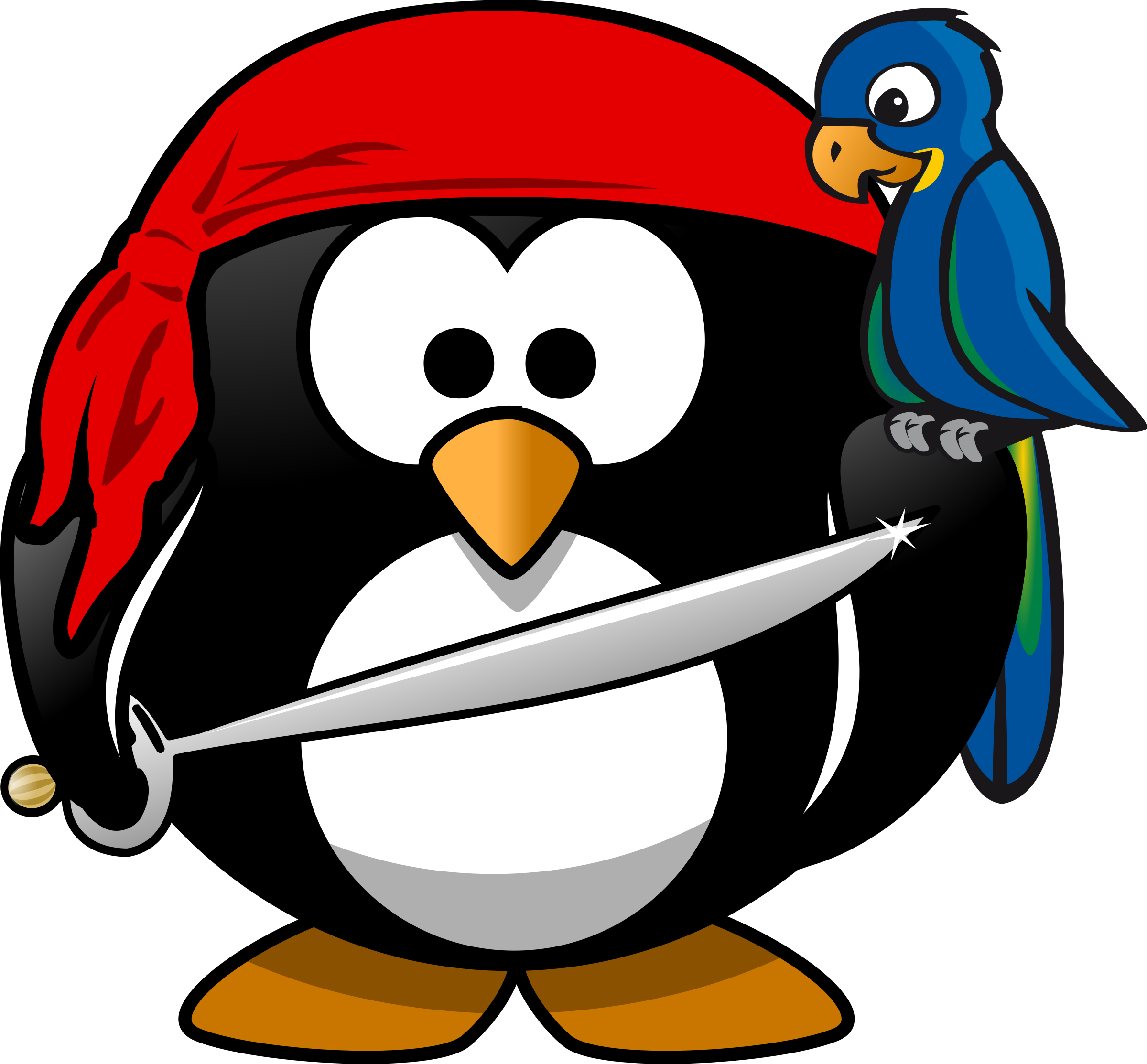 See Here Pirate Clip Art Free Download - Pirate Penguin Clipart (2400x2227)