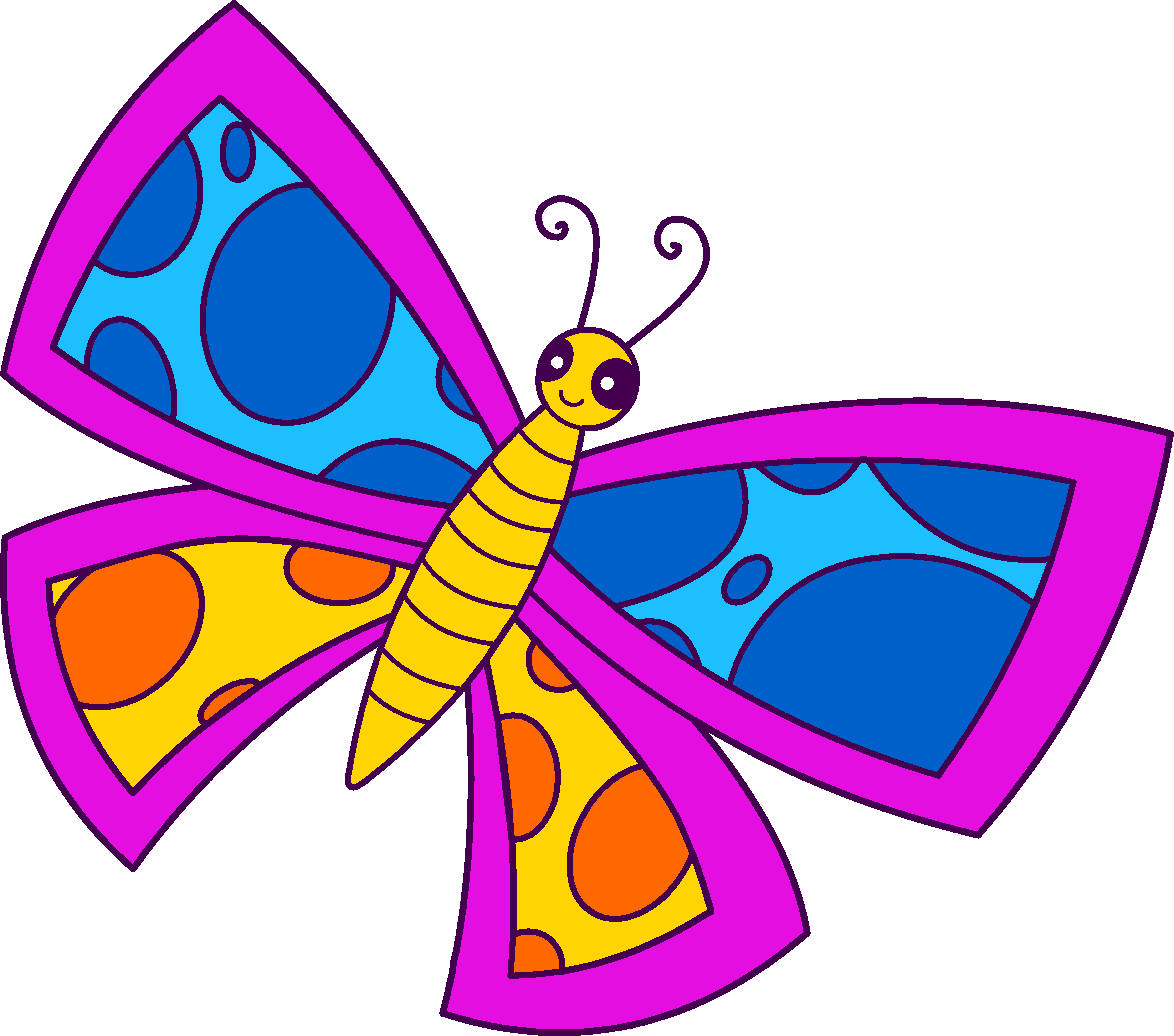 Clipart Pictures Of Butterflies Cute Spotted Neon Butterfly - Clip Art Of A Butterfly (7273x6415)
