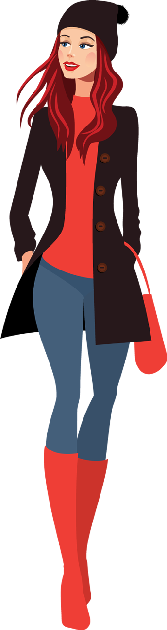 Fashion Clipart Going Shopping - Pretty Girl Cartoon Png (350x1300)