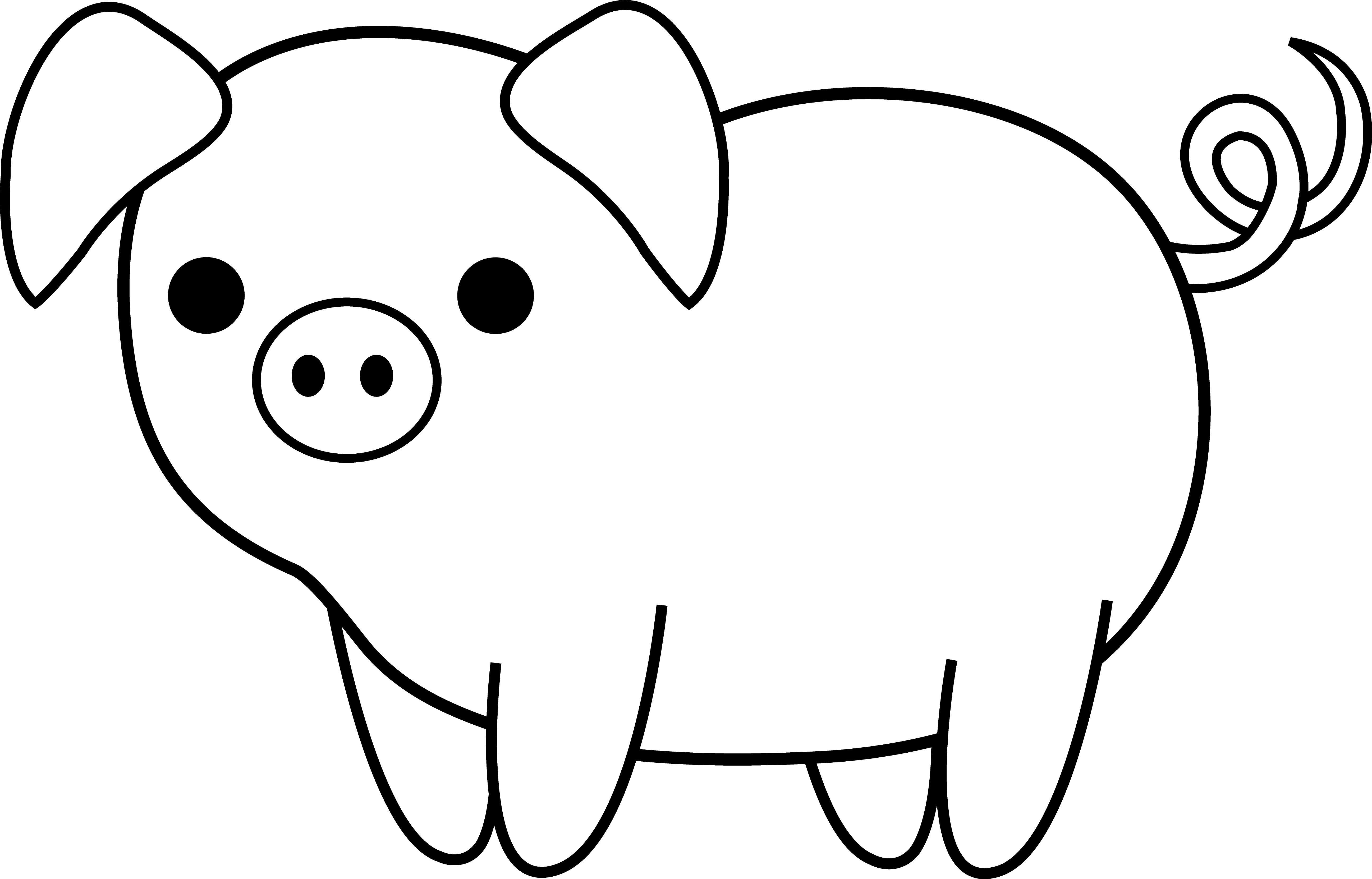 Sweet Idea Pig Clipart Black And White Cute Clip Art - Drawing Of A Pig (5189x3325)