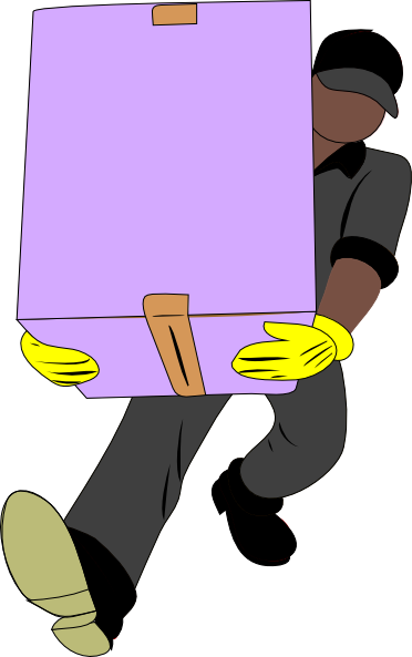 Black Man Carrying Box Clip Art At Clker - Man Carrying Box Clipart (372x593)