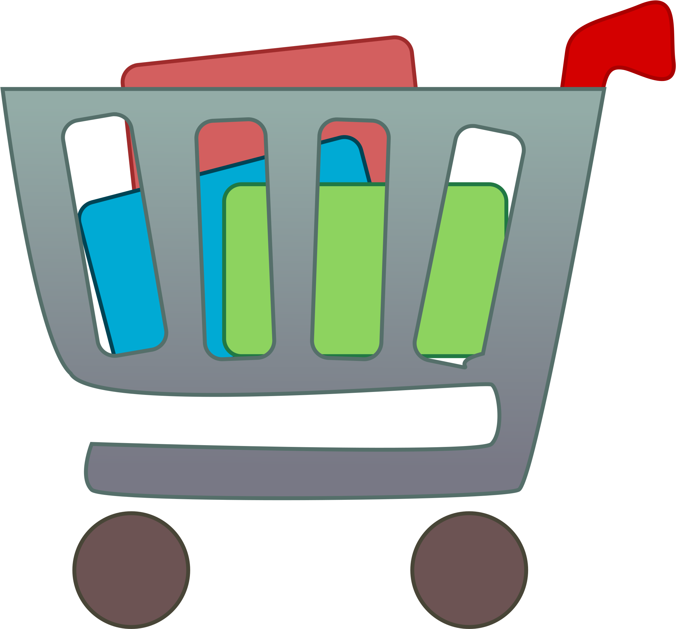 Grocery Shopping Clipart - Items In A Shopping Cart (2400x2400)