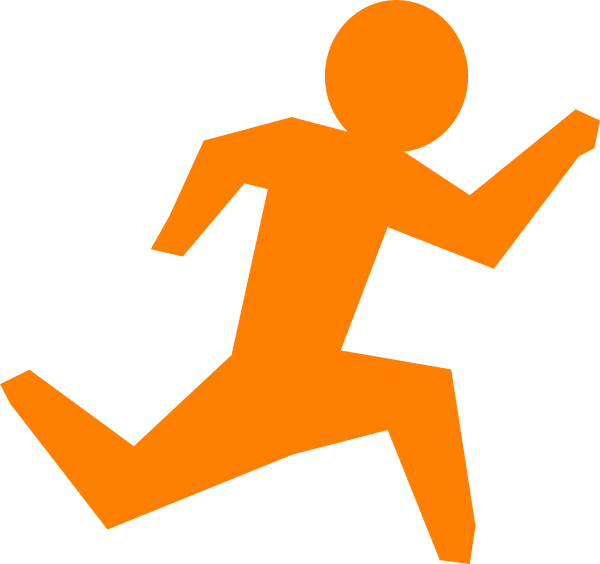 Person Running Running Man Orange Clip Art At Vector - Running Man Stick Figure (600x564)