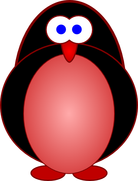Red And Black Penguin Clip Art - Yellow Circle (456x598)