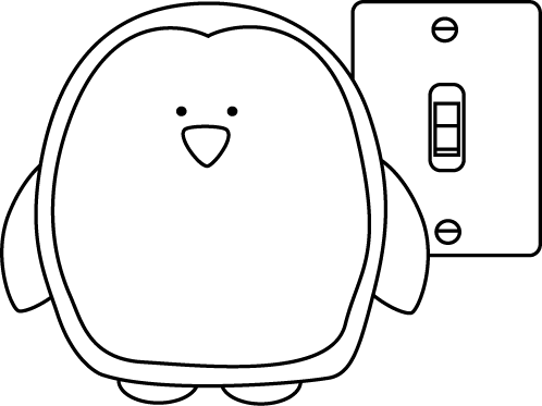 Black & White Penguin Classroom Lights Helper - Classroom Jobs Black And White (498x373)