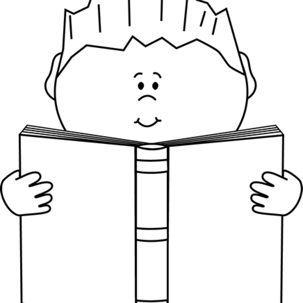 Reading Clipart Black And White Reading A Book Clip - Clip Art (1024x1024)