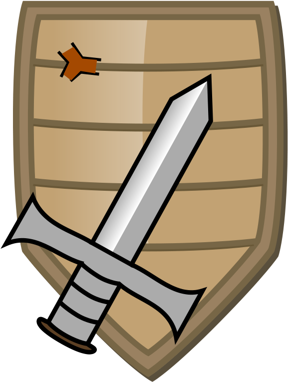 Shield Clipart 6 Tree Vines And Shield Clip Art Free - Sword And Shield Cartoon (600x900)