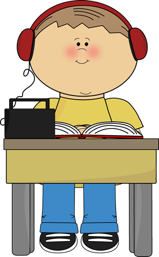Boy Reading And Listening To Book - Child In Chair Clip Art (310x500)
