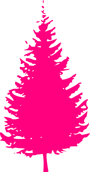 Pink Tree Clip Art - Pine Tree Silhouette Vector (312x598)