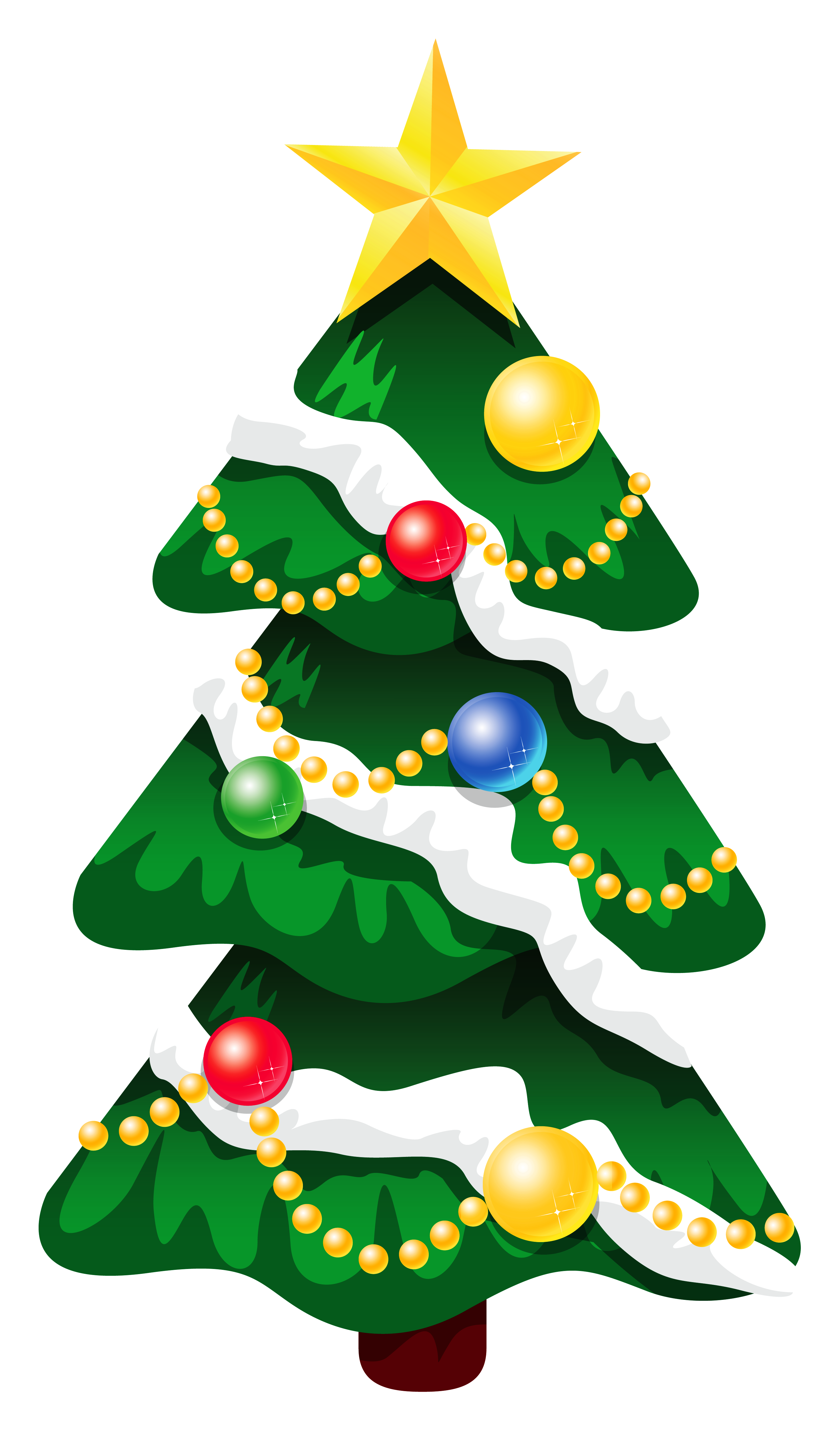 Transparent Snowy Deco Xmas Tree With Star Png Clipart - Christmas Icons (3081x5059)