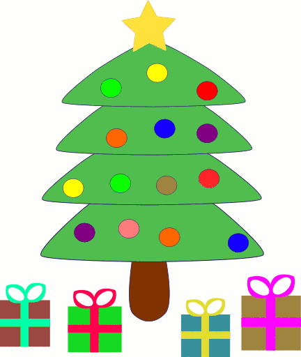 Public Domain Clip Art For Christmas - Cute Christmas Tree With Presents (432x512)