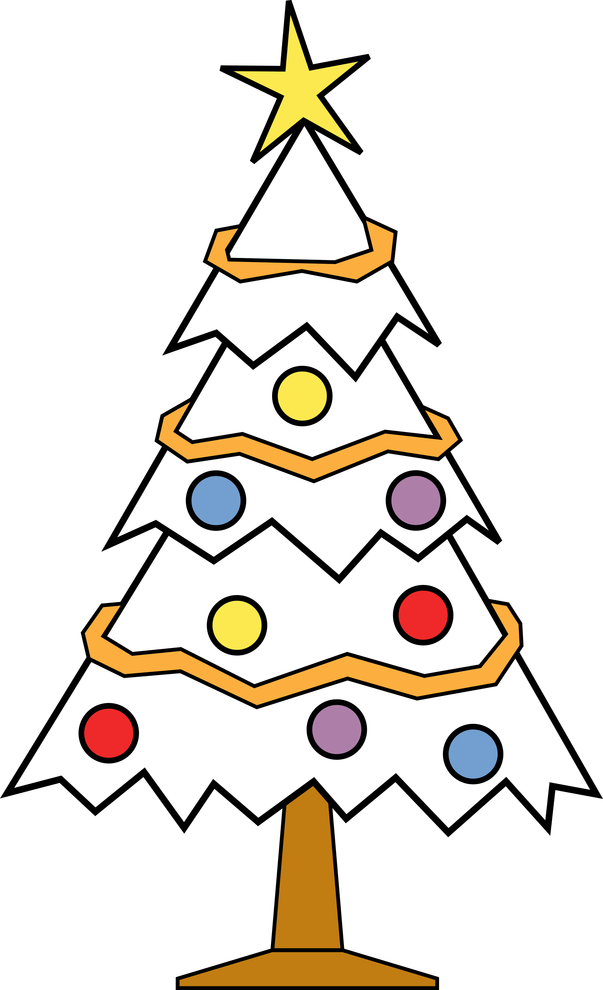 Christmas Line Drawings - Christmas Tree Clip Art Black (1979x3247)