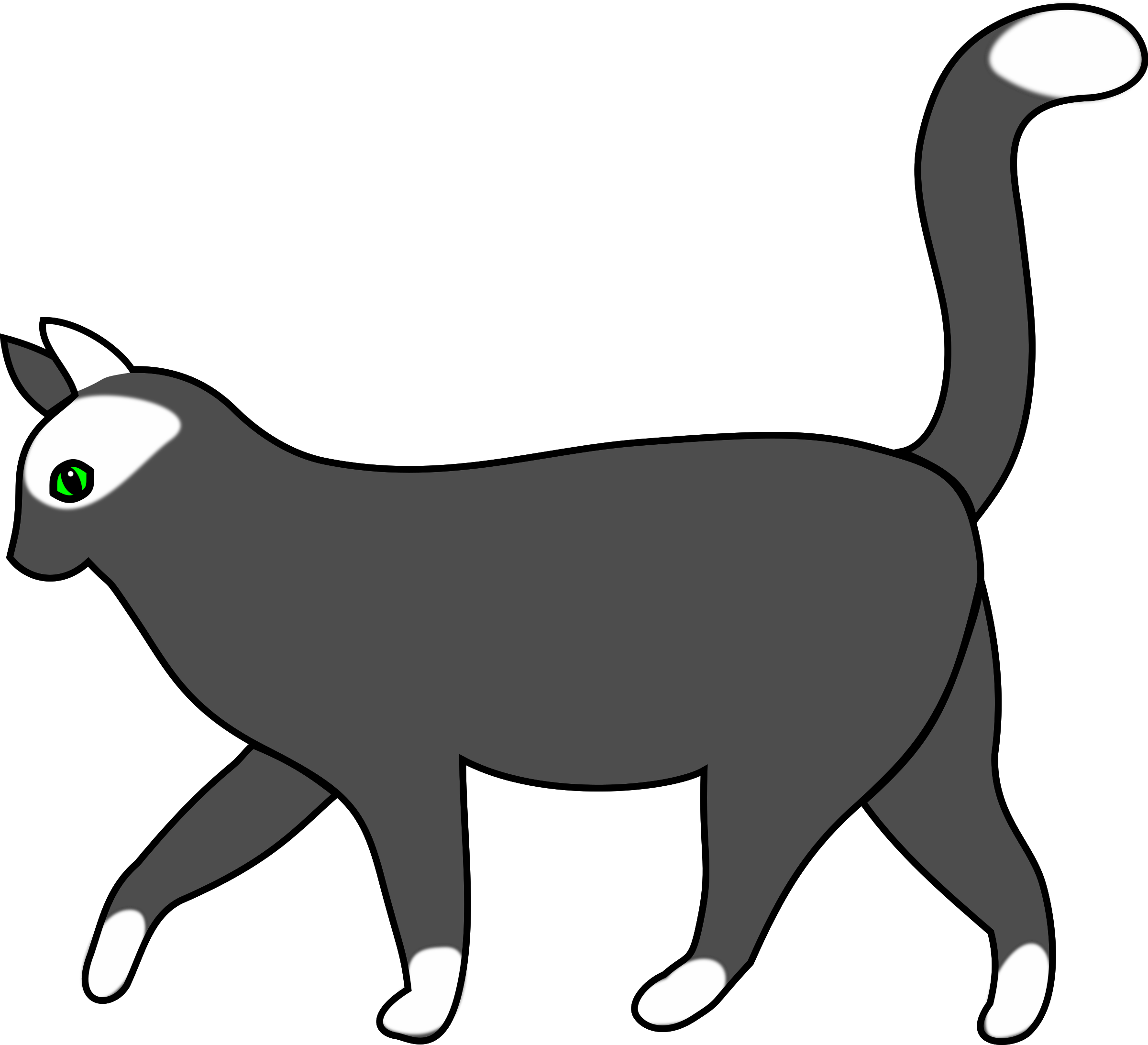 Cat Clipart Walking - Cat Walking Clipart (2400x2185)