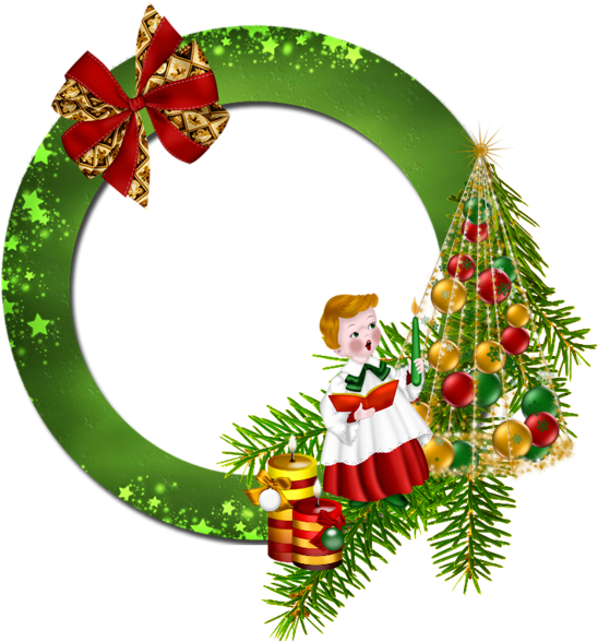 Round Transparent Green Png Christmas - Round Christmas Frames Png (564x600)
