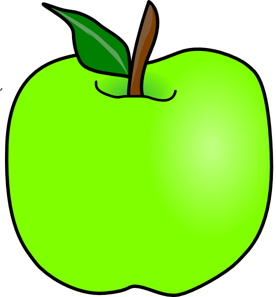 Green Delicious Apple Clip Art - Green Apple Cartoon Clipart (552x594)