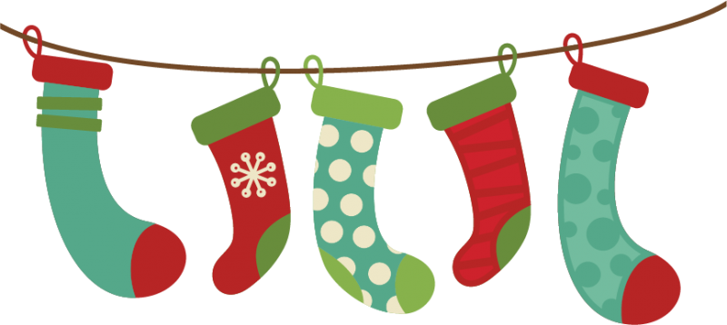 Hanging Christmas Stockings Clipart - Christmas Clip Art Stockings (800x358)