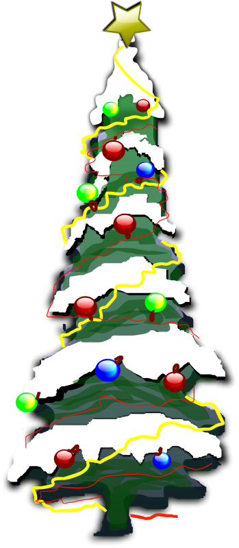Free Christmas 002 - Snowy Christmas Tree Cartoon (349x800)