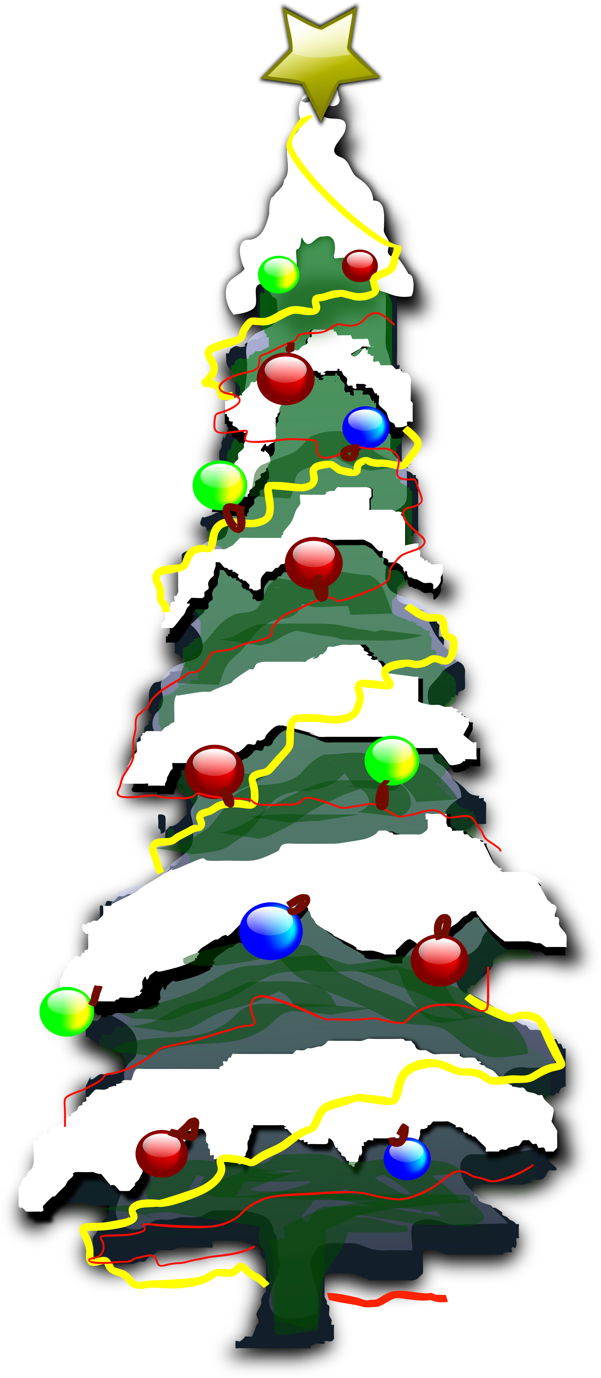 Decorated Christmas Tree With Snow Clip Art At Clker - Snowy Christmas Tree Cartoon (1969x4514)