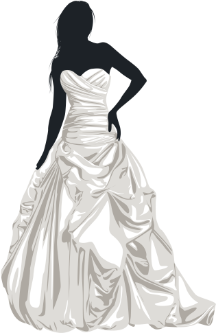 Bride Silhouette Clip Art - Wedding Dresses Png (324x500)