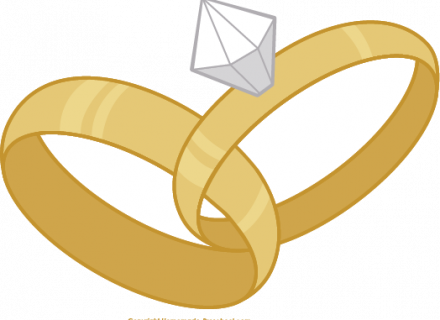 Love Birds Wedding Bands Clip Art , Wedding Ring - Wedding Rings Clipart Transparent (440x320)