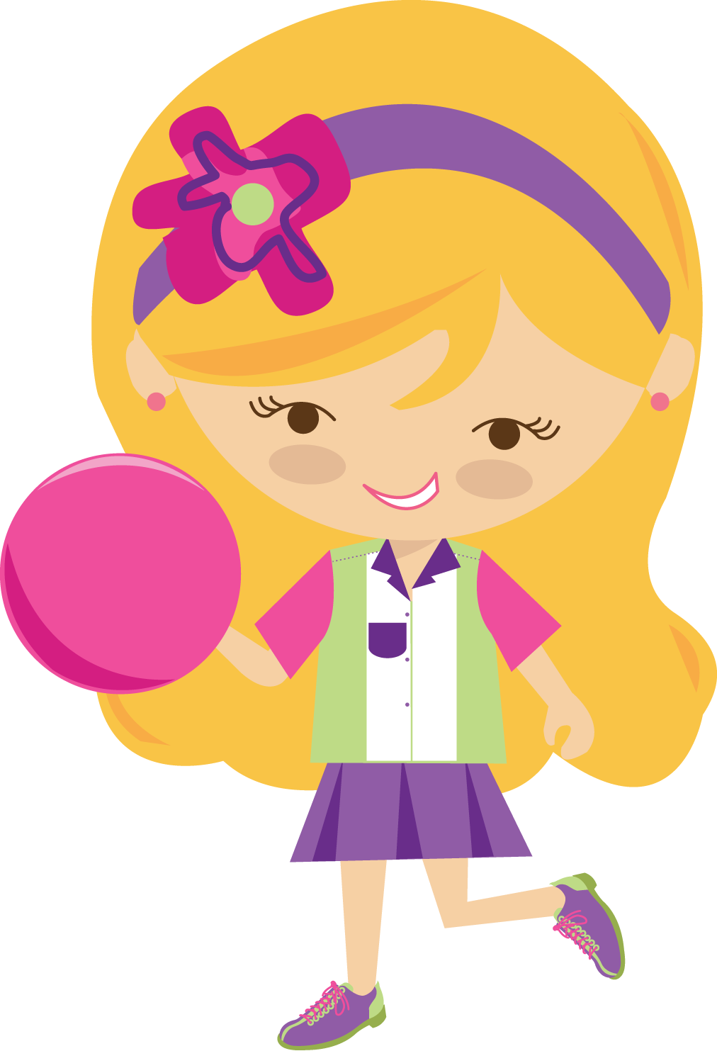 Little Girl Clipart Bowling Pencil And In Color Little - Girl (1012x1483)