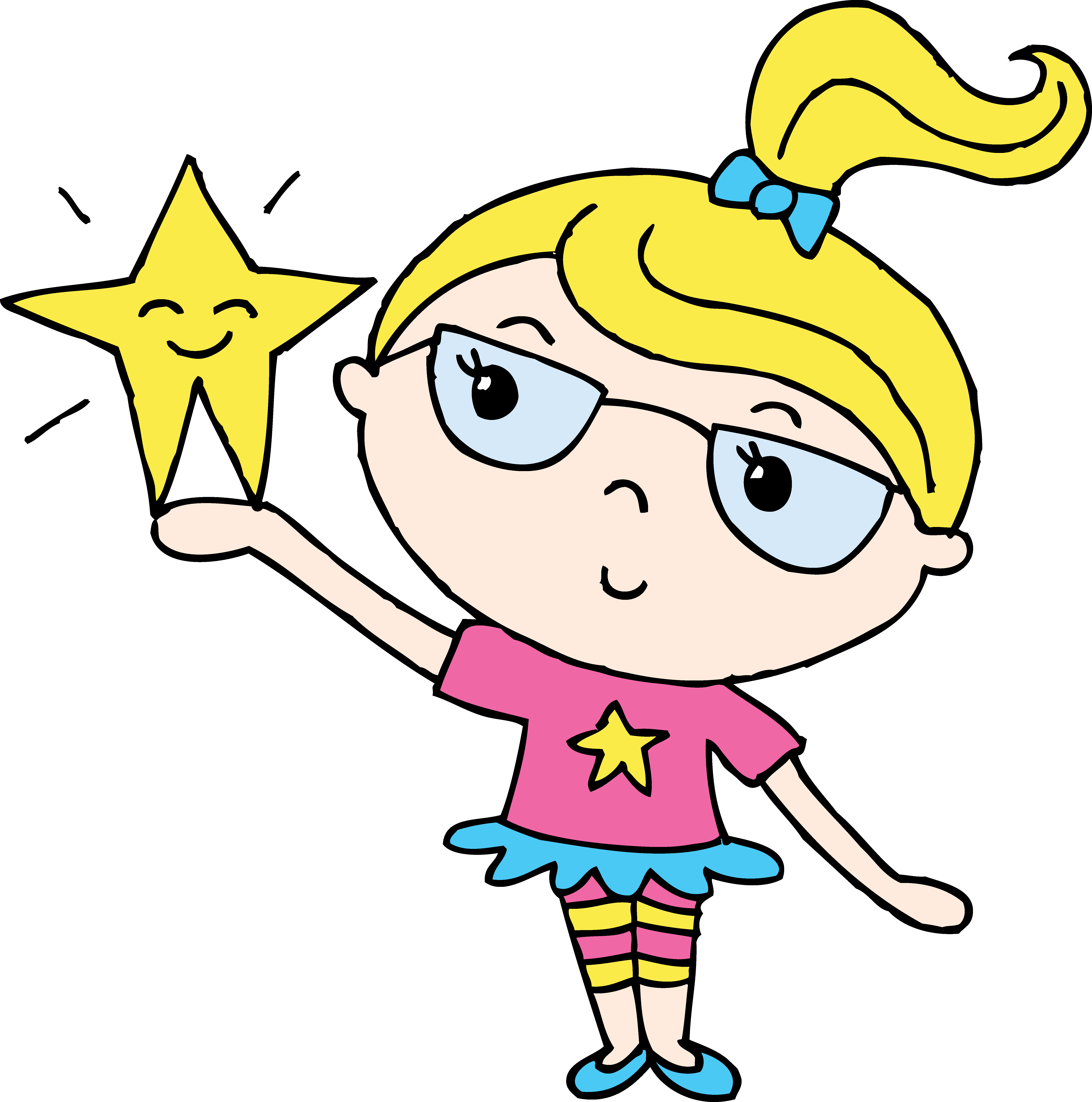 Girl With Star Clipart - Coloring Book (6211x6269)