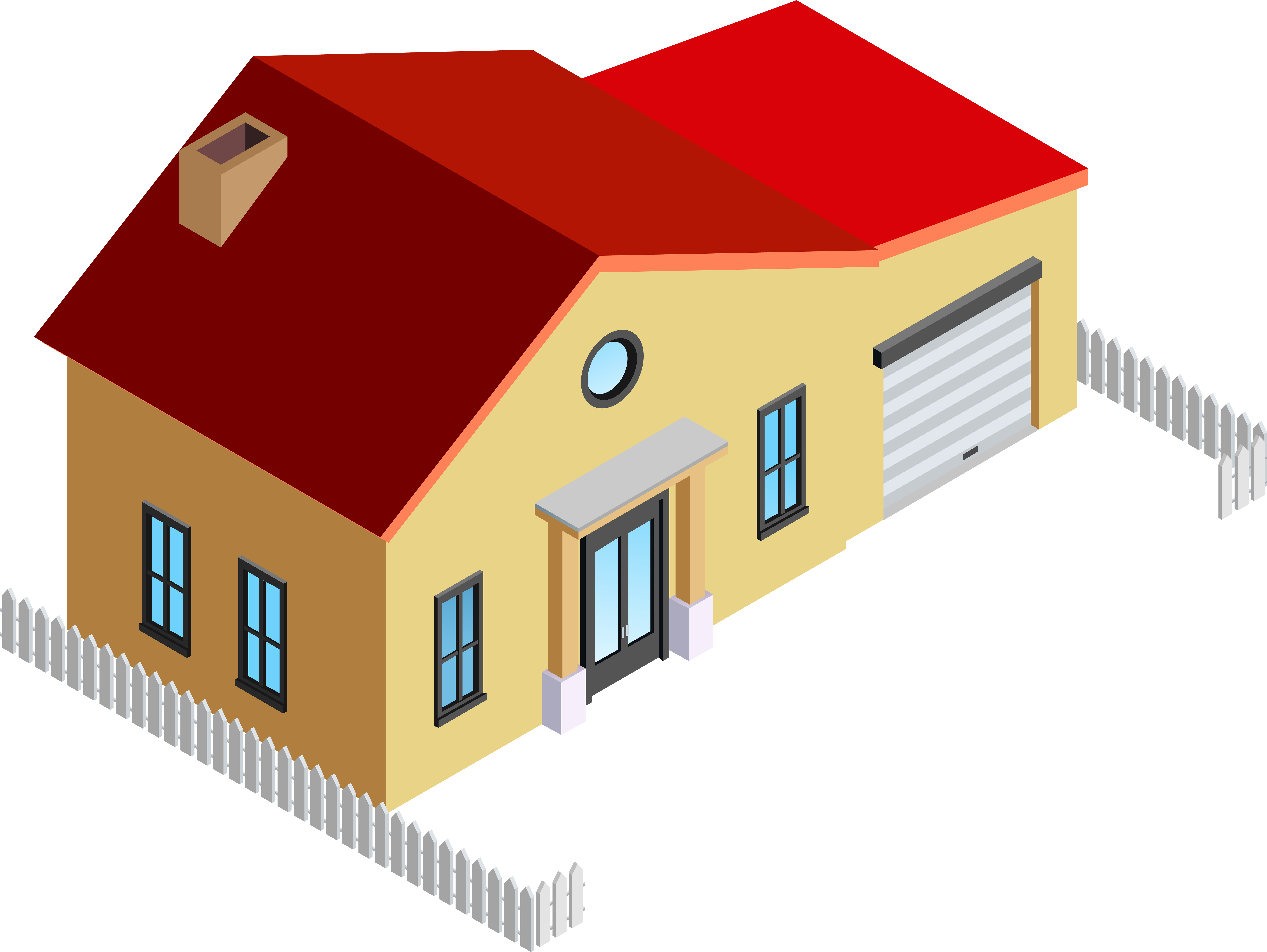 House With Fence Png Clip Art - House With Fence Png Clip Art (8000x6010)