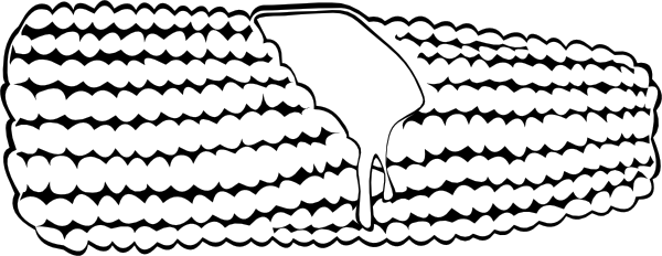 Free Vector Corn On The Cob Clip Art - Corn On The Cob Clipart Black And White (600x232)