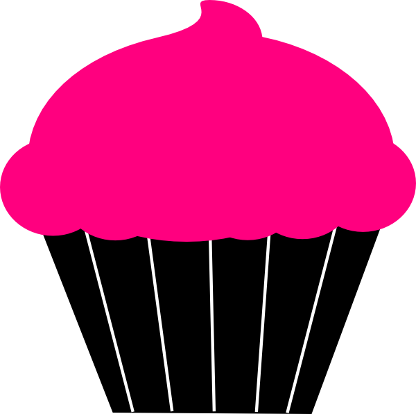 Cupcake Clipart Template - Cupcake Pink Black Clipart (600x596)