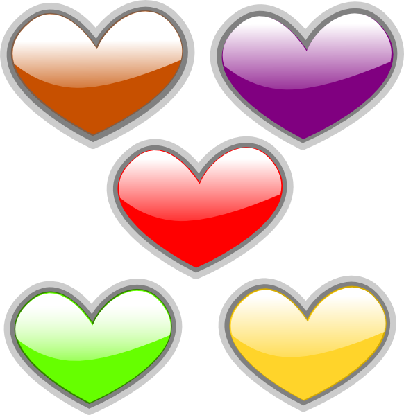 Clipart Five Hearts (582x599)