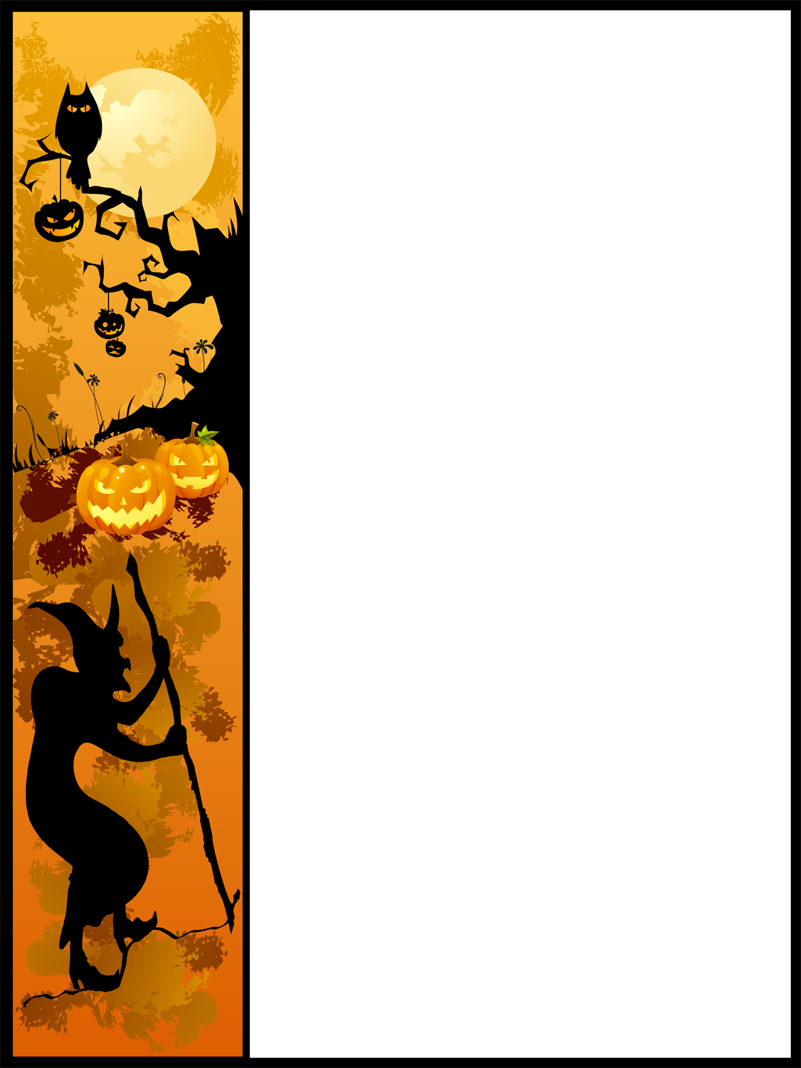 Pumpkin Border Clip Art - Halloween Border Clipart Free (1125x1500)
