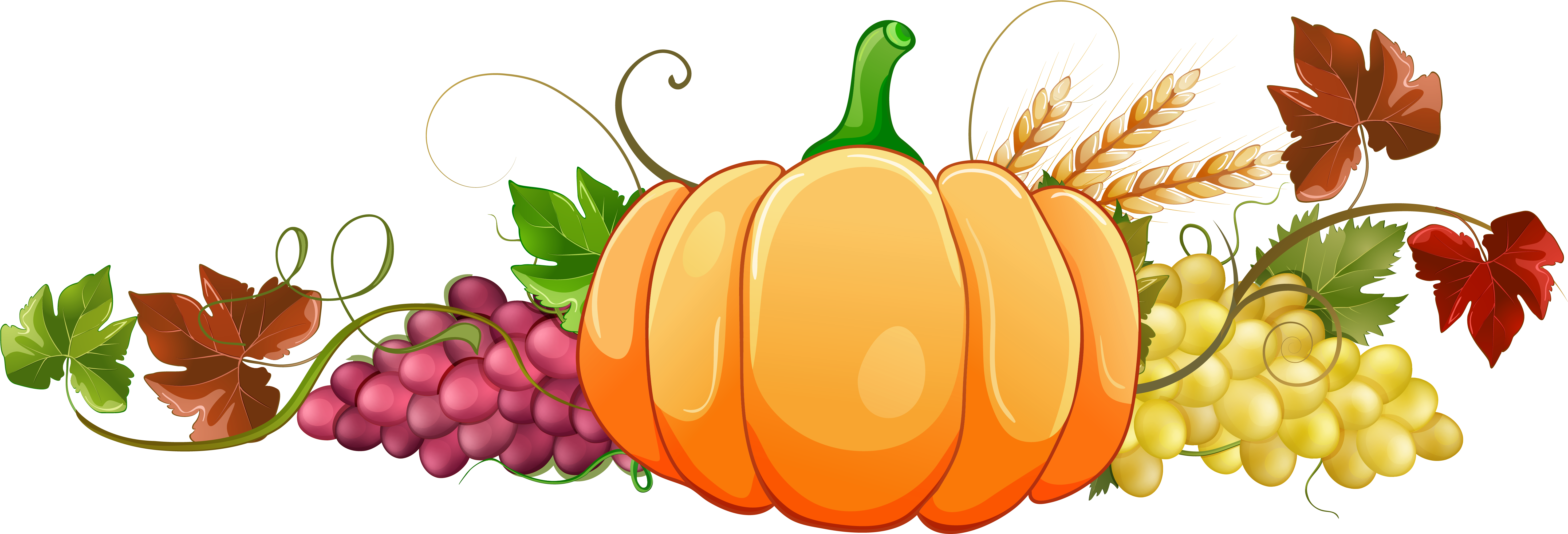 Autumn Pumpkin Decor Clipart Png Image - Fall Pumpkin Clip Art (6011x2145)