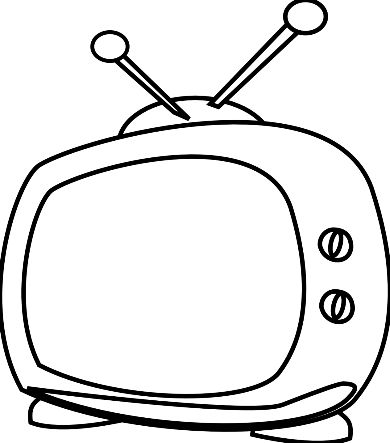Simple Tv Clipart - Tv White And Black (1264x1433)