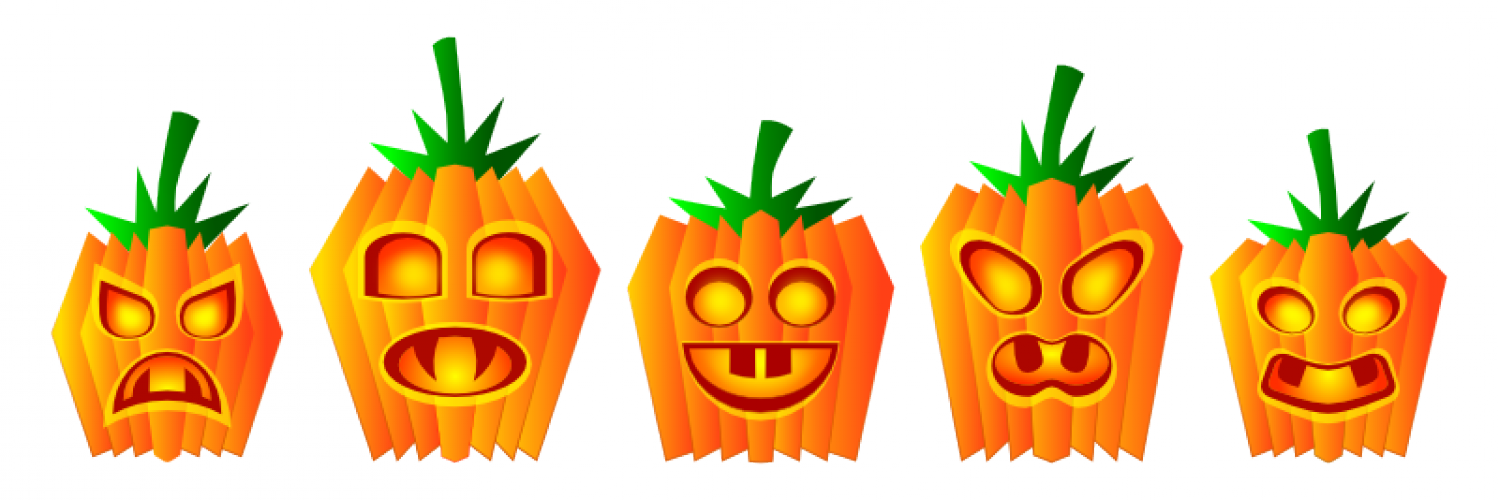 Selection Of Halloween Pumpkin Vector Illustration - Jack O Lantern Line Throw Blanket (1498x500)