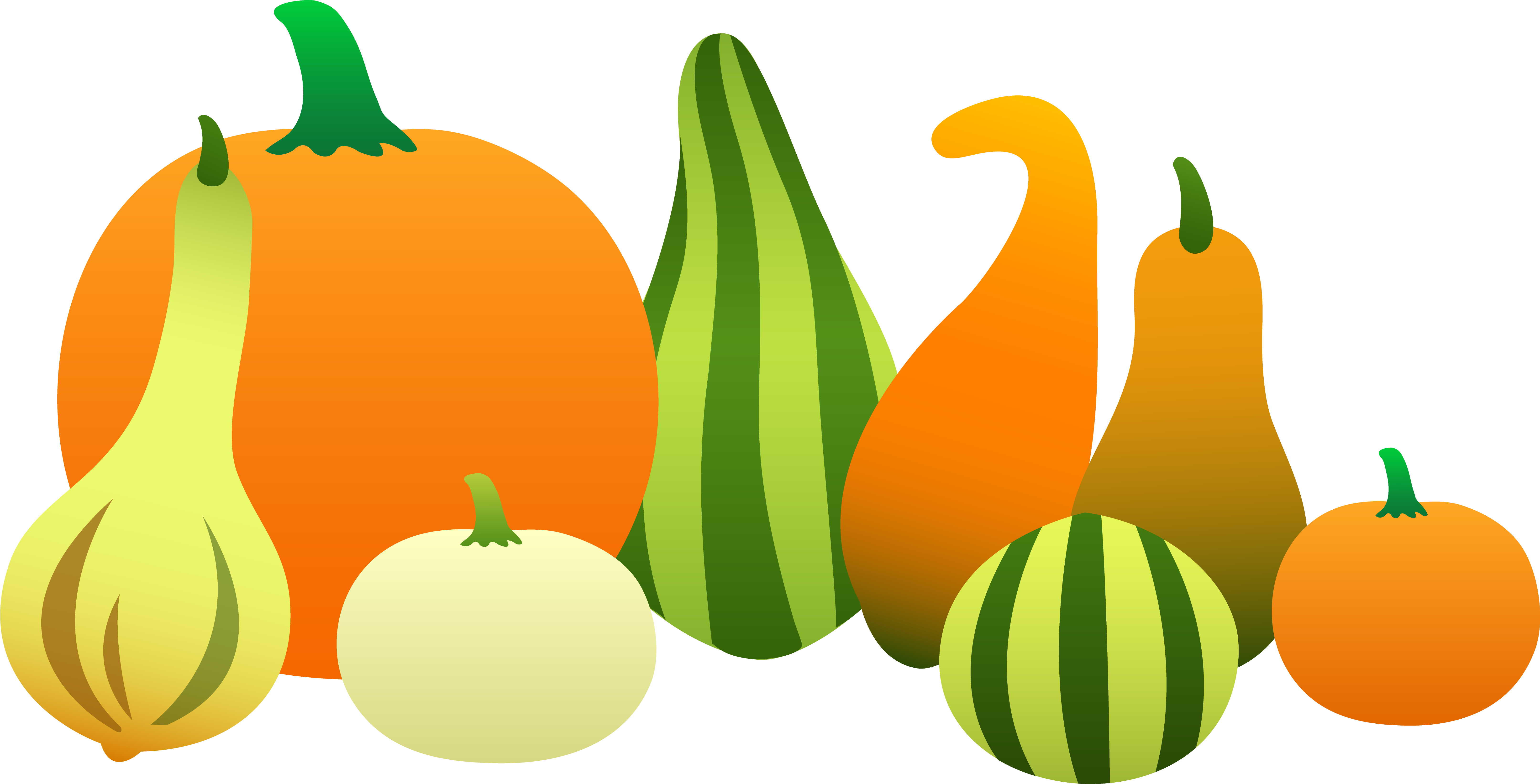 Autumn - Clip Art Fall Gourds (6452x3326)