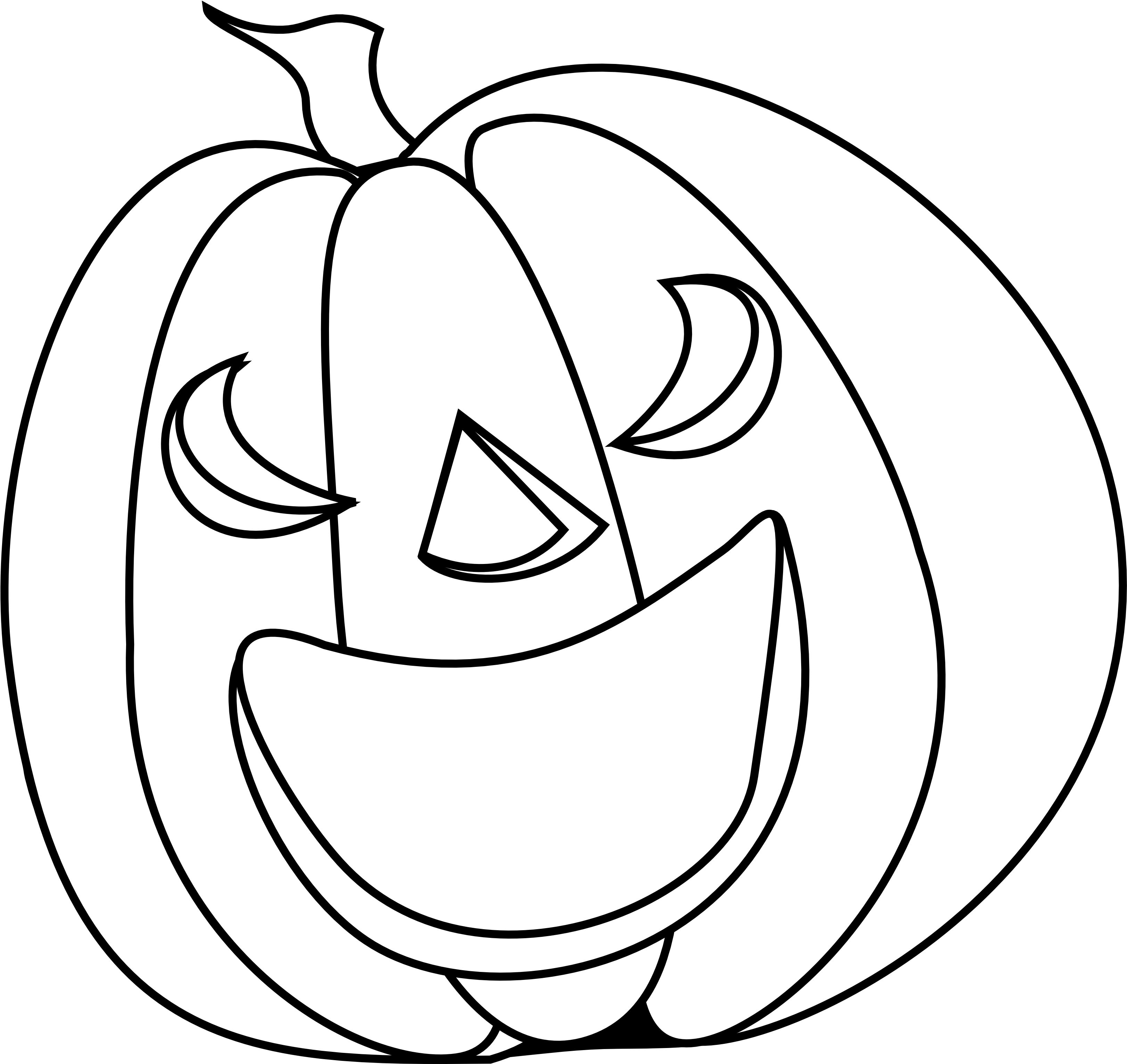 Halloween Pumpkin Smile Halloween Black White Line - White (3333x3141)