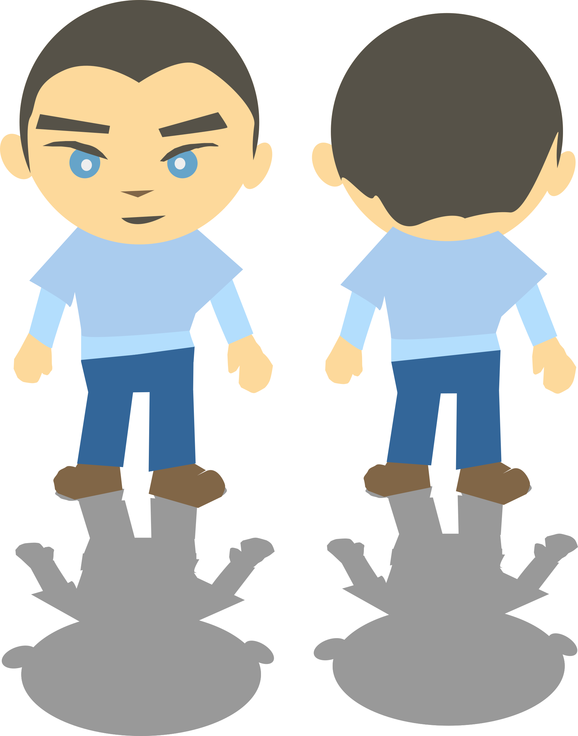 Clipart - - Cartoon Boy Facing Back (1887x2400)