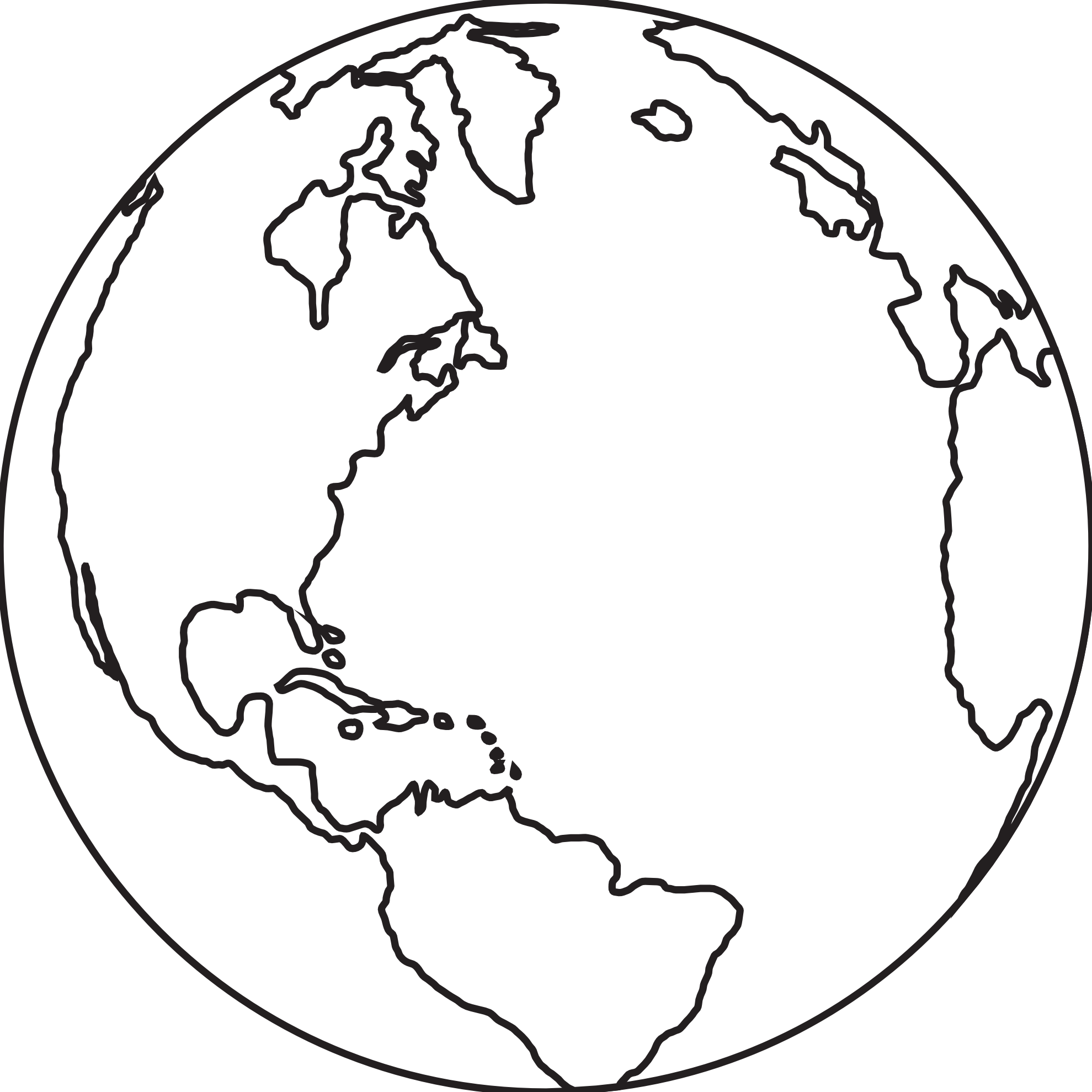 Black And White Earth Drawing - Earthclipart Black And White (1979x1979)