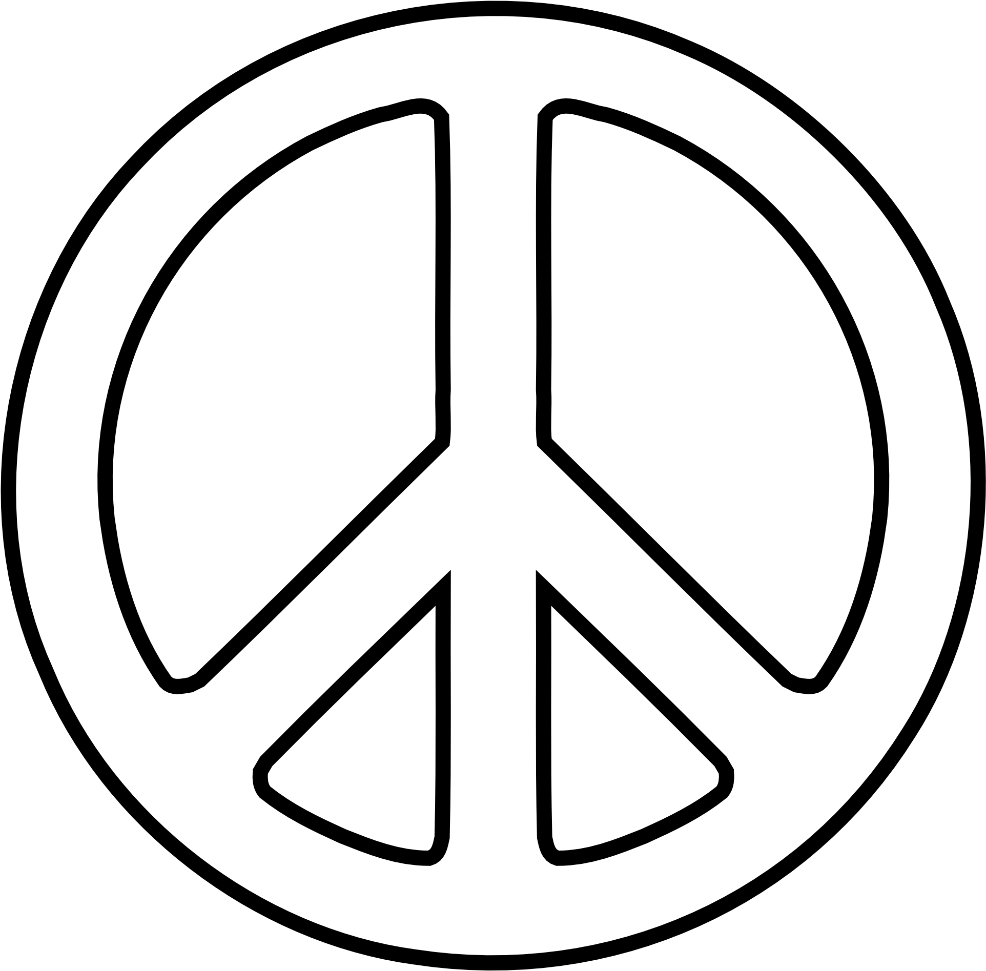 Peace Sign 24 Black White Line Art Christmas Xmas Peace - Simbolo Da Paz Para Colorir (1979x1962)