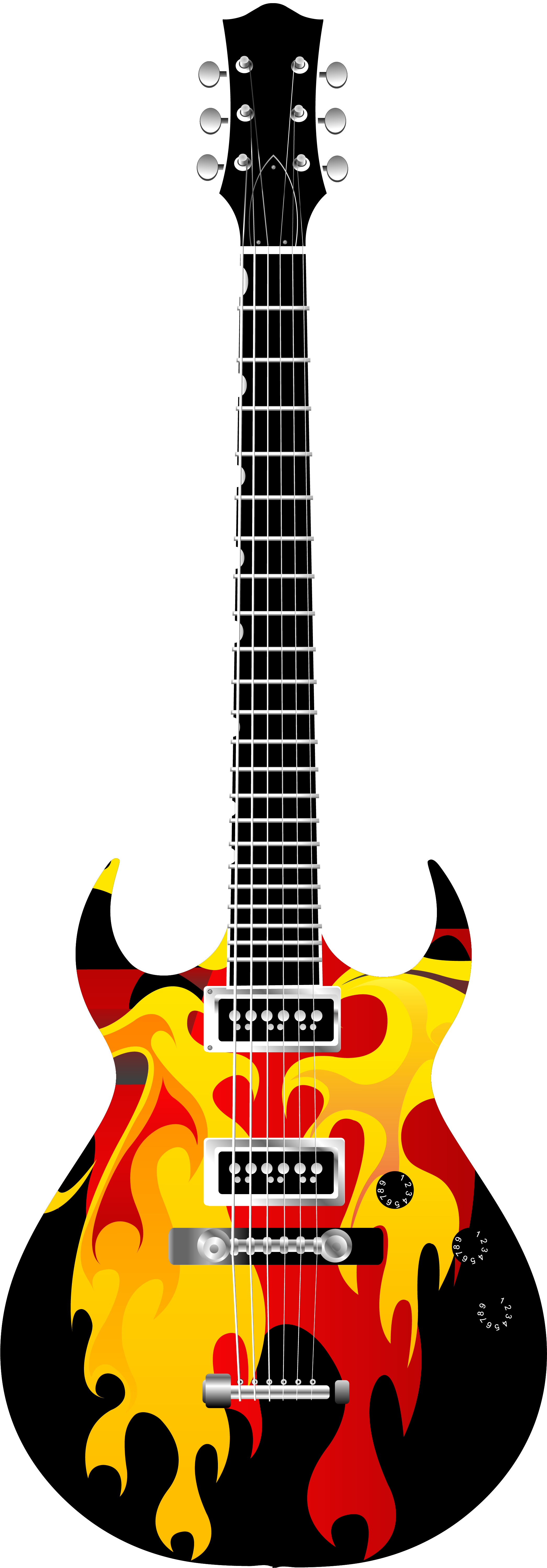 Guitar Clipart On Fire - Electric Guitar Clipart Png (2293x6168)